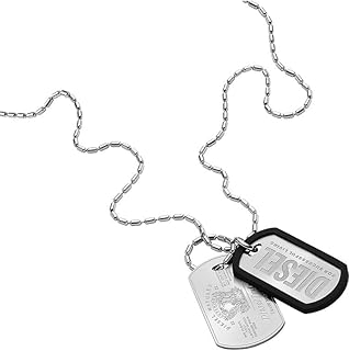 Diesel メンズ フォント シルバー ステンレススチール ネックレス DX1553040, One Size, ステンレス鋼, 宝石なし