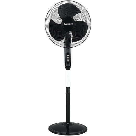 Crompton HISPEED Gale Classic 400 mm Pedestal Fan | Superior Air Delivery | Easy Neck Tilt Mechanism | Adjustable Height | Smooth Oscillation | 2 Year Warranty | Black