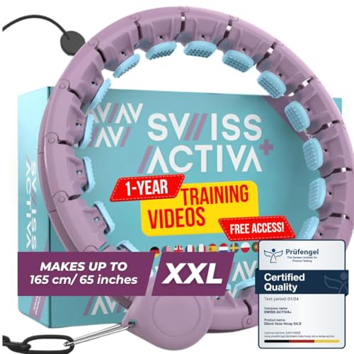 Swiss Activa+ S2 XXL Smart Hula Hoop with Weight Ball - Up to 165 cm, Has 34 Links for Plus Size XXL - Does Not Fall Off - Slimming Hoop for Women - Smart Fitness Hula Hoop with Weight