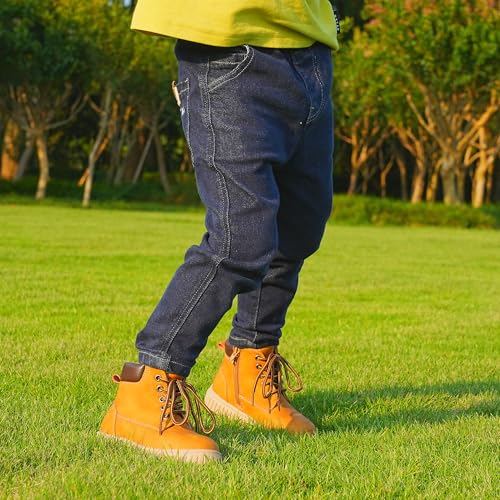 Tobfis Kids Zipper Ankle Boots Kids Sneaker with Boot-Like High Top Design for Boys & Girls(Toddler/Little Kid/Big Kid), Tan PU, 1 M US by Tobfis - Used condition - Image 2