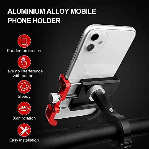 DECDEAL Suporte de telefone móvel para bicicleta em liga de alumínio com rotação de 360 ° ajustável