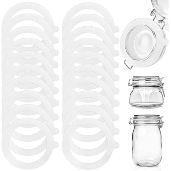 Rubber Rings for Jars STCRERAG Pack of 20 Jars Rubber Rings Silicone Glass Seals White Soft Replacement Preserving Jars Inner Diameter 6.8 cm Replacement Preserving Rings for Mason Jars Lids Weck Jars