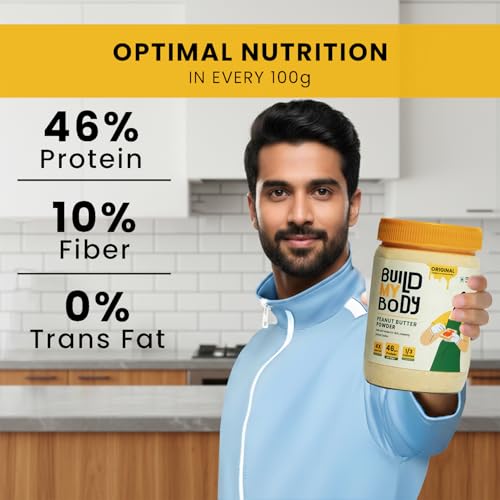 Image of Build My Body | BMB - Original Peanut Butter Powder | 46g Protein | Makes 500g Peanut Butter Spread | Classic American Taste | No Preservatives | 1 /3 the Calories | 4x Less Fat | Spread, Blend, Mix or Bake | Perfect for Every Protein Fix | 227g