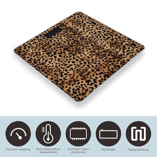 Báscula de baño digital con diseño de leopardo 400 lb miniatura 3