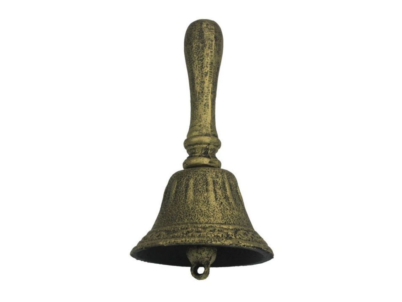 Hampton Nautical Rustic Gold Vintage Cast Iron Hand Bell, 7