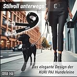 KURI PAI® Komfortable Hundeleine 3m | Verstellbare Hundeleine große Hunde | Bambusviskose | Strapazierfähig und weich | Perfekt für alltägliche Spaziergänge | L (2.5cm Breit) - Schwarz