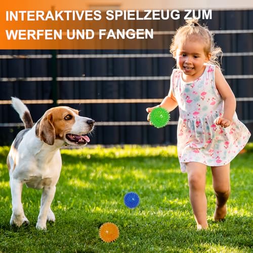 EuAcesry Bälle für Hunde, 3 Stück Hundespielzeug, unzerstörbar, interaktives Spielzeug für Hunde, aus Gummi, für kleine und mittelgroße Hunde (Blau, Grün, Orange)