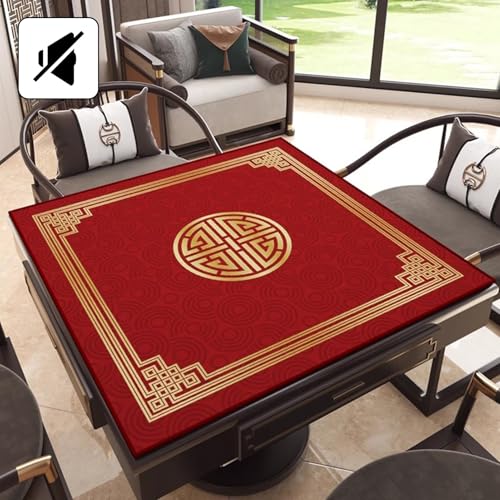 Mahjong Mat Square Mahjong Table Pad Red 100 cm miniatura 3