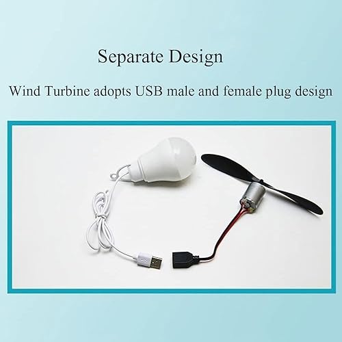 Miniatura 7 de Mini generador de energía eólica con bombilla USB de 5 W, kit de modelo de turbina de viento DIY, herramienta de enseñanza, mini turbina de viento