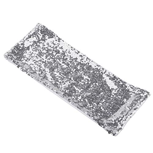 image for Thoxia Half Stretch Spandex Half Silver Sequin Chair Sashes Chair Band