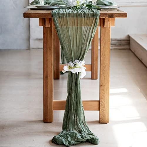 Floxetin 8 Pack Sage Cheesecloth Table Runner 10Ft 35 X 120 Inches Gauze Semi-Sheer Rustic Table Runner For Wedding Decoration Reception Bridal Shower Holiday Party Table Centerpieces Décor #TOP5