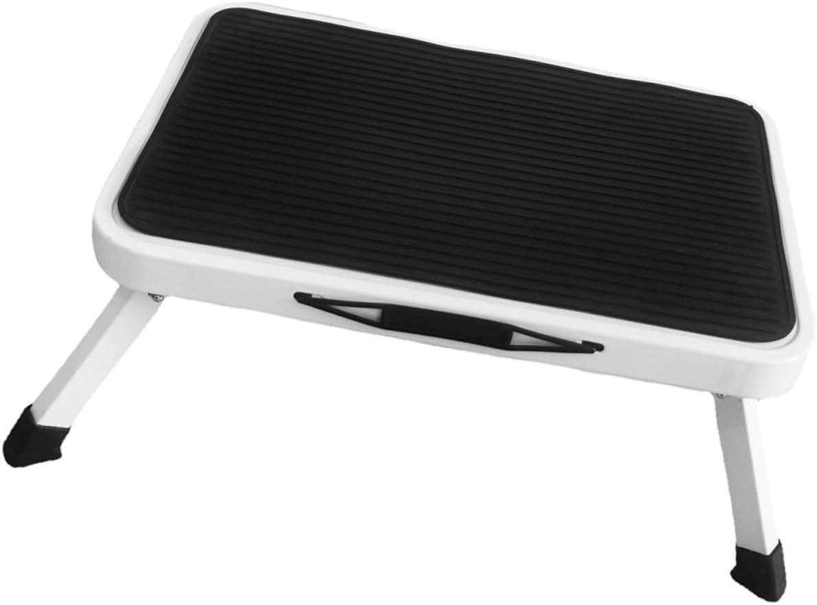Portable Folding Step Stool with Non Slip Rubber Feet Metal Construction for Kitchen and Bathroom Use Multi Functional Stepping Stool for Adults