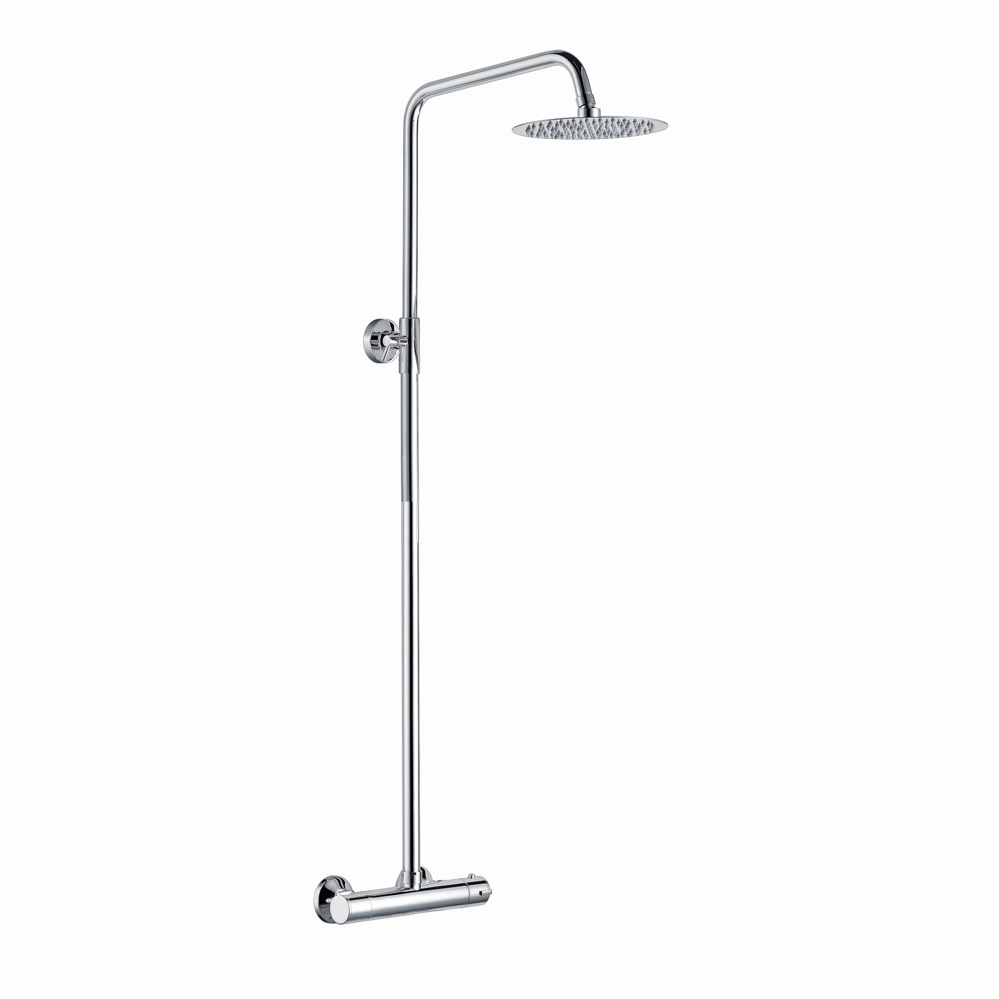 Enki Chrome Dune, Sh0111, Thermostatic Bar Shower Set Single Outlet With Ultra Slim 200Mm Overhead Shower,