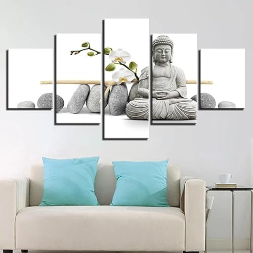 cyongshan Buddha Wall Art Modern Decor 5 Panel Canvas Artwor