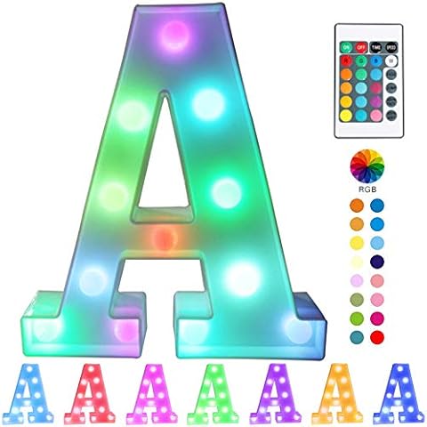 Pooqla Colorful LED marquee letter lights with Remote – light Up Signs – Party Bar Decorations for The Home - Multicolor A Cover
