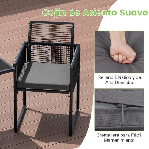 Conjunto de ratán PE con respaldo plegable y cojines extraíbles para patio 5