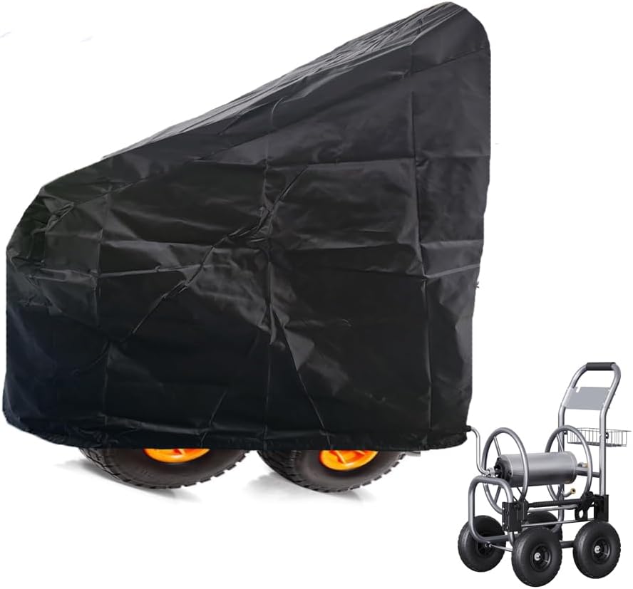 J&C Hose Cord Reel Cart Cover 420D Hose Reel Cart Cover Waterproof Garden Hose Reels Protection for Outdoor Stand Hose Cord Reel (black, 28x28x29in)