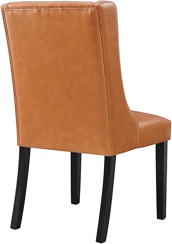 Miniatura 7 de Modway Baronet - Silla de comedor Parsons de cuero vegano con botones en color marrón