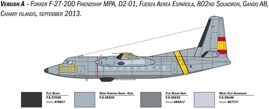 Italeri -1455 Fokker F-27 Maritime Patrol, 1:72 Scale, Model Kit, Plastic Model to Assemble, Model Making, IT1455