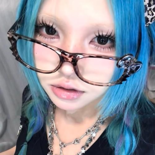 Cheetah Print Kawaii Glasses Y2k Glass Emo Grunge Accessories Cosplay Anime Vintage Leopard Print Sunglasses3