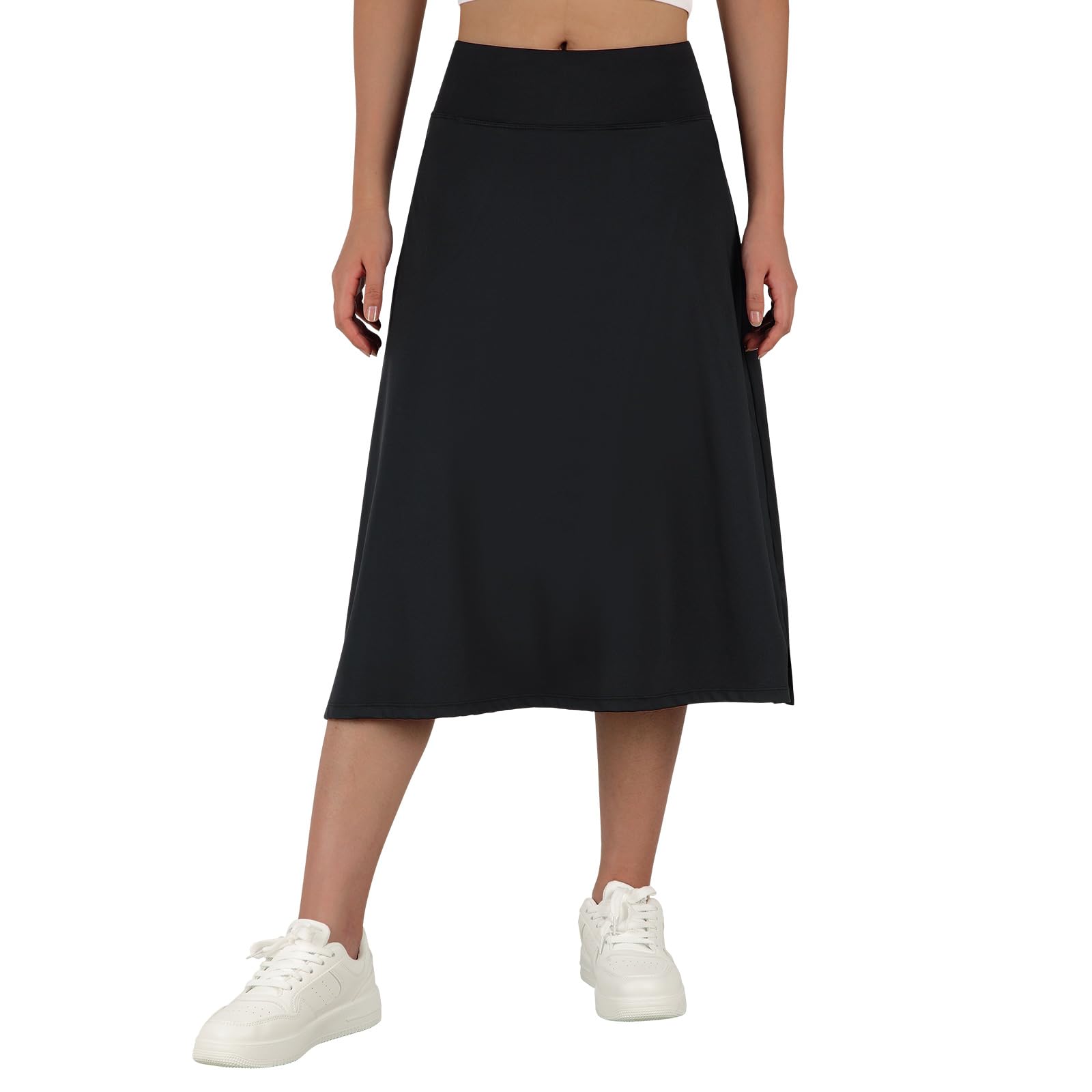 beroy 71,1 cm langer Damen-Skort mit 2 Taschen, schlichter Rock mit Shorts darunter, hohe Taille, lange Skorts