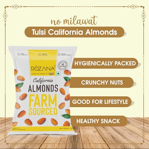 Image of Tulsi California Rozana Almonds Kernels 1000g (500g x 2), Dry Fruits
