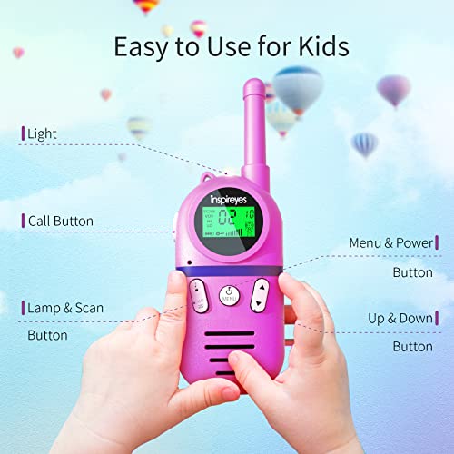 Walkie Talkies For Kids Rechargeable, 48 Hours Working Time 3 Miles Range 22 Channels 2 Way Radio, Birthday For Boys Girls, Family Games Outdoor Hiking Camping,3-12 Years Old Toys, Blue & Pink #TOP3