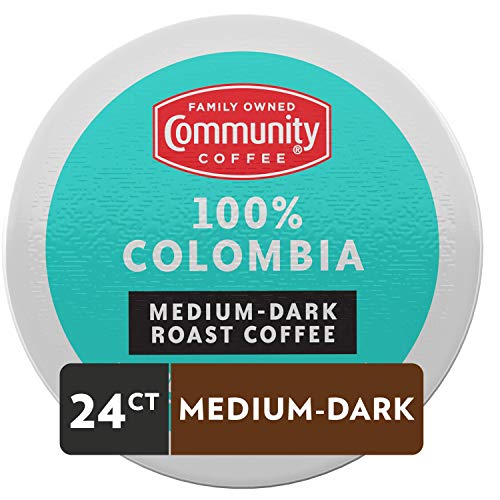 Image of Community Coffee 100% Colombia 24 Count Coffee Pods, Medium Dark Roast, Compatible with Keurig 2.0 K-Cup Brewers 24 Count (Pack of 1)