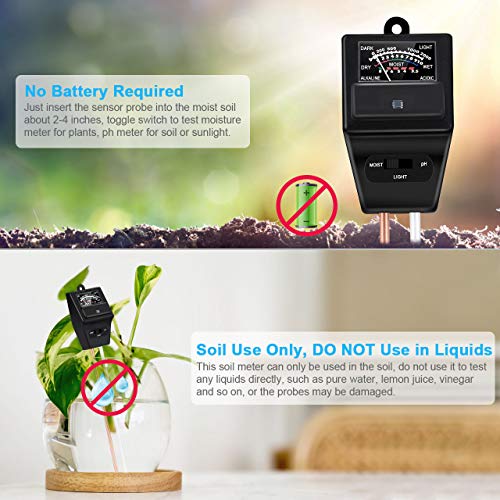 Hotelvs BodempH-meter, 3-in-1 Bodemvocht, licht en pH-sensormeter voor binnenplanten, gazon, tuin, landbouw, geen… - Image 5