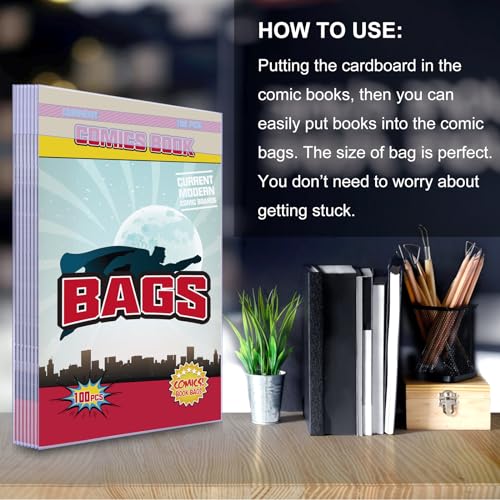 Image of KKU 200 Count Current Comic Book Bags, Clear Comic Bags 7.2 X 10.5 inch, Acid-Free Comic Book Sleeves for Comic Book Storage