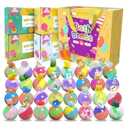 Bath Bombs for Kids with Surprise Inside, 32 Pack Kids Bath Bombs with Land & Sea Animal Toys, Girls Boys Easter Gifts, Handmade Fizzy Bubble Children Bath Ball Gift Easter Basket Stuffers, Birthday