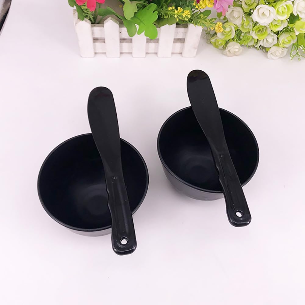 2 Pairs Face Mask Mixing Set Rubber Facial Mixing Bowl And Spatula Skin Care Mixing Tools Esthetician Mixing Bowl Set Black image 4