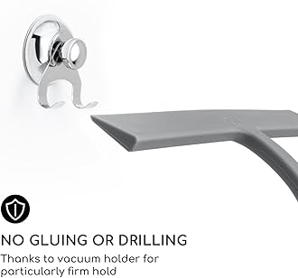 Gütewerk Shower Squeegee, Silicone Squeegee Shower, Hygienic Squeegee for Bathroom, Shower Screen & Window, Bathroom Accessories, 28 cm Shower Squeegee with Holder, No Drilling