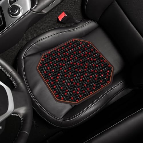 Image of 1Pc Wood Bead Car Seat Cover Cooling Cushion Breathable Natural Wood Beads for Summer Comfort Massage Function Easy Installation for Cars Trucks and Office Chairs Wine Red