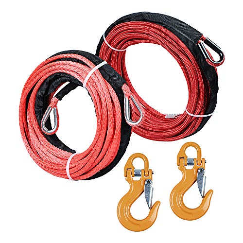 Combo RED Synthetic Winch Rope and UHMWPE Cable Extension 50'x1/4