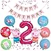 Peppa Wutz / Pig Girls XXL Geburtstags Set Folienballon Happy Birthday Banner Zahl 2 Kindergeburtstag Geburtstag Peppa Pepa Pig Schwein Folien Ballon Kinder Party Deko Dekoration Rosa Pink (Zahl 2)