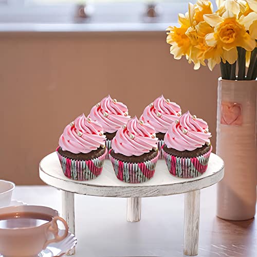 Elsjoy Set Of 3 Wooden Cake Stand Round Dessert Display Riser, Stackable Cupcake Stand With Legs, Whitewashed Shabby Retail Bakery Serving Stand For Table Centerpieces, Wedding, Birthday, Party Decor #TOP6