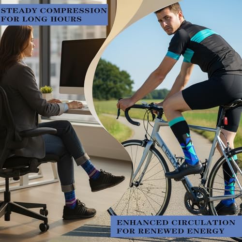 Image of 3 Pairs Knee High Graduated Compression Socks For Women and Men - Best Medical, Nursing, Travel & Flight Socks - Running & Fitness - 15-20mmHg