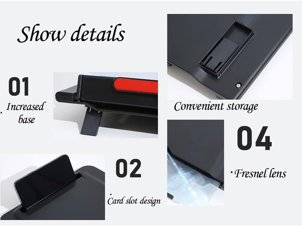 Magnifying Glass,Screen for Cell Phone, 12in Pull- Out Magnifying Screen- Horizontal and Vertical Screen Amplifier Blu- ray Projector Amplifier, Foldable Mobile Phone Stand Enlarger