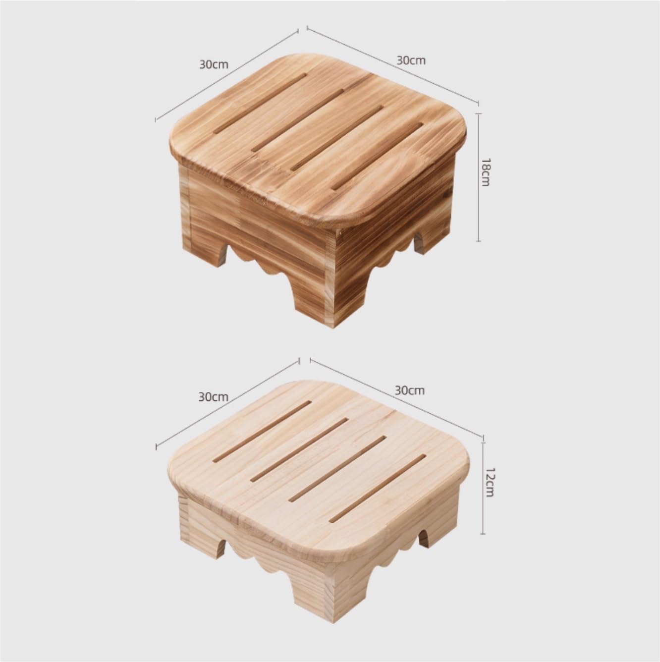 Ottomano per Soggiorno Sgabello In Legno For Bagno, Cucina, Camera Da Letto, Porta Piante Poggiapiedi Divano(Wood color,30x30x18cm)