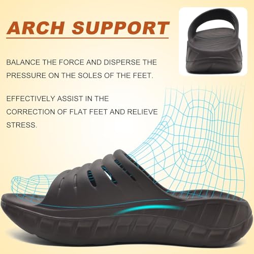 Image of KuaiLu Mens Orthotic Recovery Sandals Arch Support Slides Plantar Fasciitis