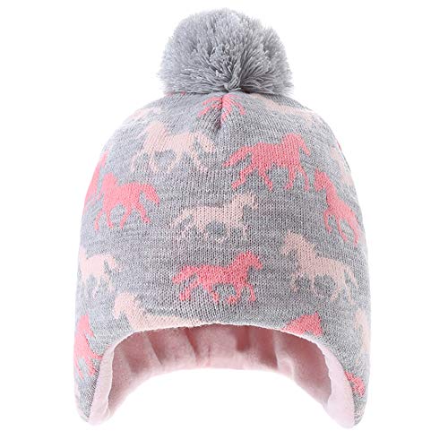 Girls Knitted Earflaps Hat Children Thicken Fleece Lining Cap Winter #TOP1