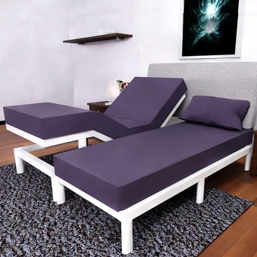 Royal Bliss 1900 Split King Sheets Set with 2 Twin XL Fitted Sheet - 5 Piece Bedding - Wrinkle Free, Fade Resistant, Double Brushed Microfiber - Deep Pockets/Easy Fit (Plum)