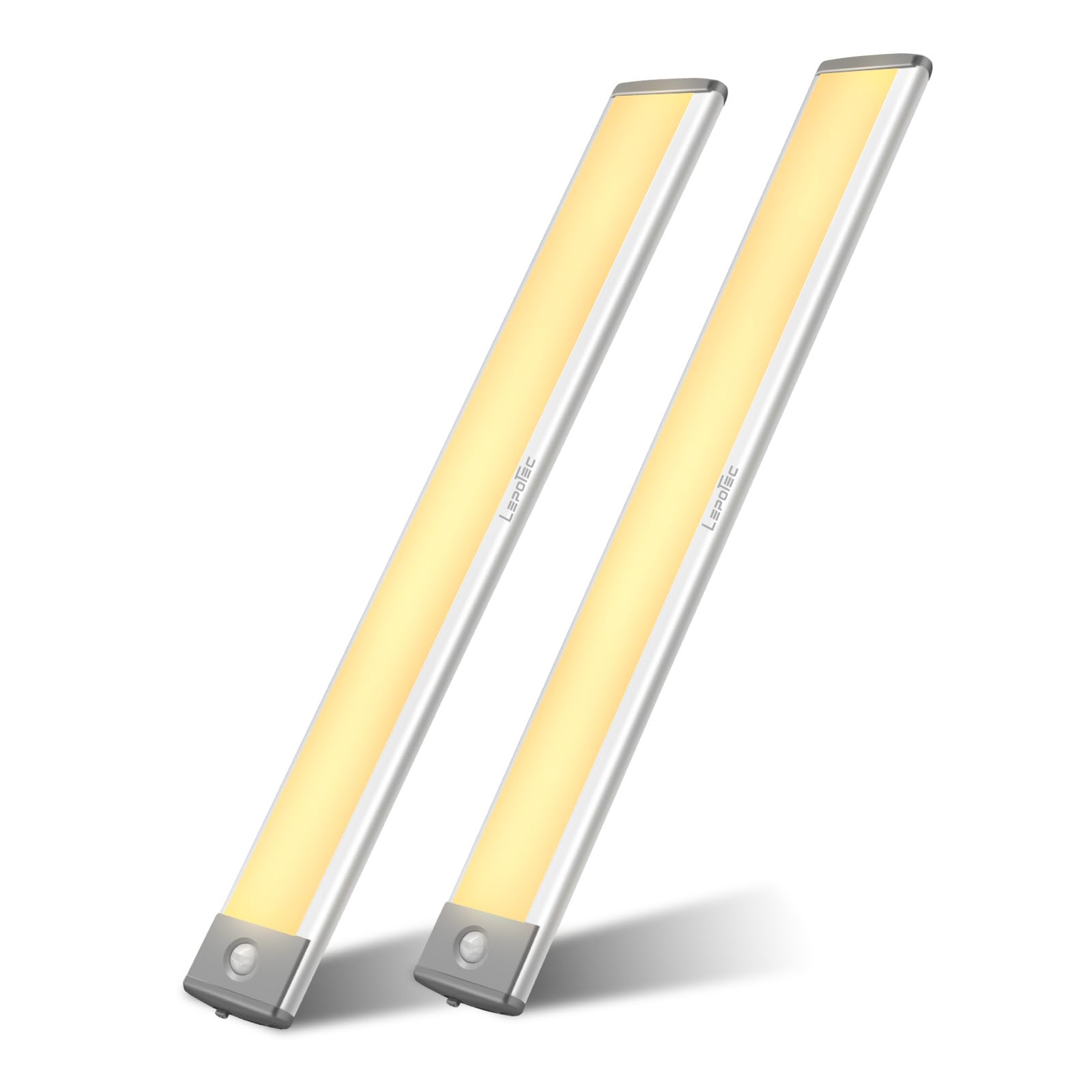 LEPOTEC Luce Armadio Bianca Calda da 54 LED, Batteria da 2500mah Ricaricabile Wireless, Illuminazione con Sensore di Movimento, Modello Ultra Sottile, con Placca Magnetica Sganciabile, 2 Pezzi