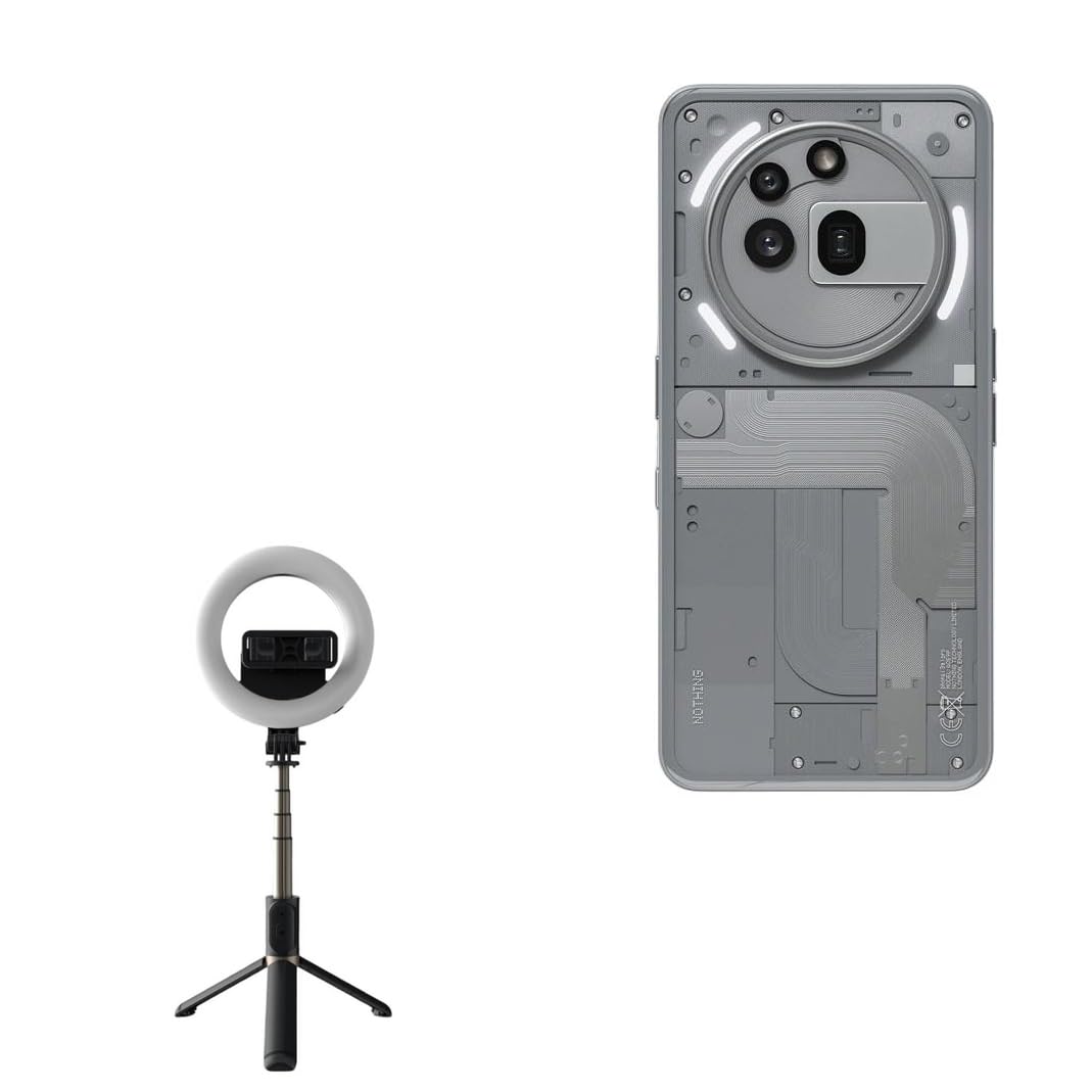 BoxWave Stand and Mount Compatible with Nothing Phone (3a) Pro - RingLight SelfiePod, Selfie Stick Extendable Arm with Ring Light - Jet Black-image-17