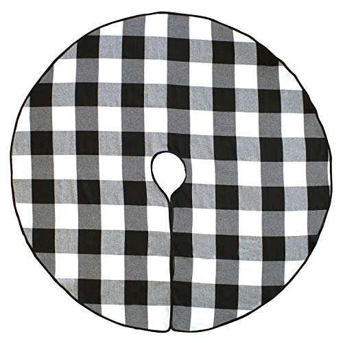 Fennco Styles Black Buffalo Check Plaid Cotton Christmas Tree Skirt 53