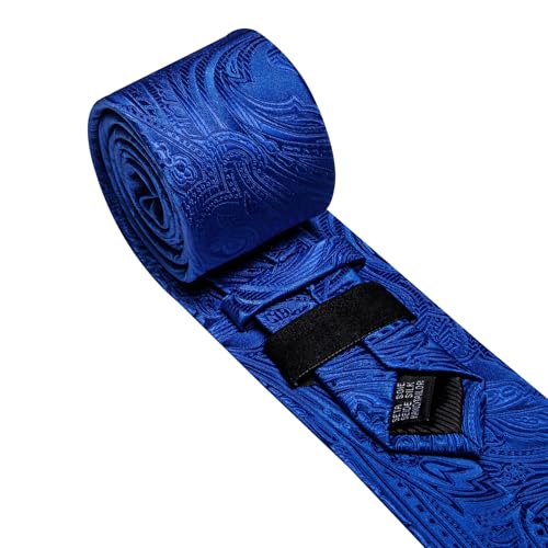 Image of Barry.Wang Men Tie Set Paisley Silk Necktie Pocket Square Cufflinks Formal Wedding Business Party