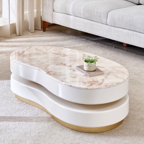 Image of Home Centre | Alchemy | Center Table for Living Room | Faux Marble Top | Cream | 1 Year Warranty
