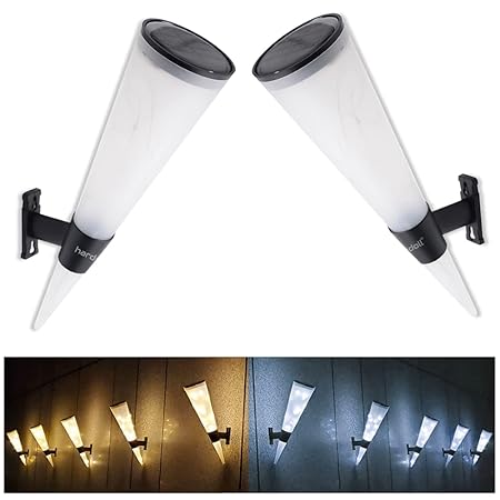 Hardoll Solar LED Decorative Waterproof Wall Lamp for Outdoor Garden(Pack of 2-Warm&Cool White)
