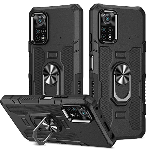 Xiaomi POCO M3 �P�[�X�p�̊��S�ی�P�[�X�A[360°��]�\�ȃL�b�N�X�^���h] TPU �o���p�[�h���b�v�ی�J�o�[�t���̍��ϋv�n�C�u���b�h�ϏՌ��ی�P�[�X(Black)